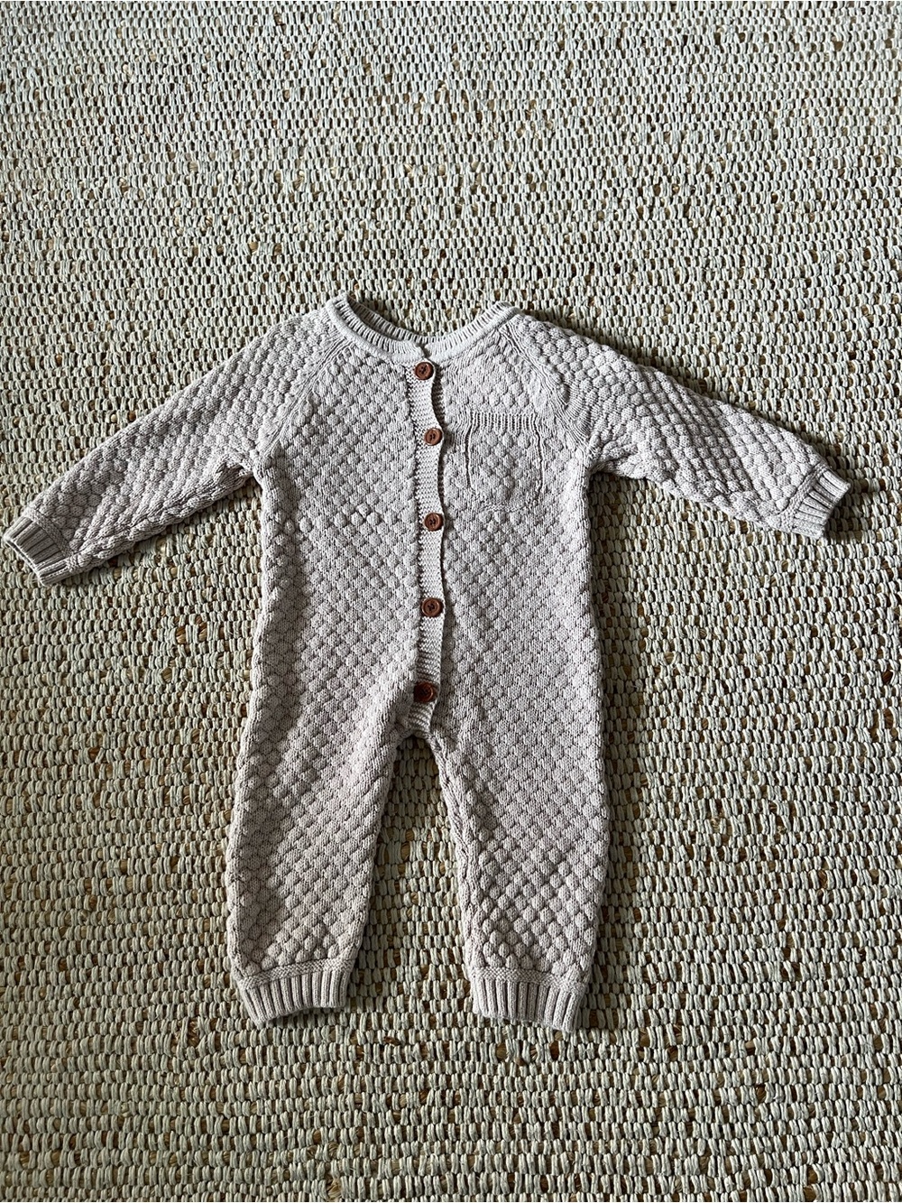 Cozy Cream Knit One-Piece Bodysuit for Kids